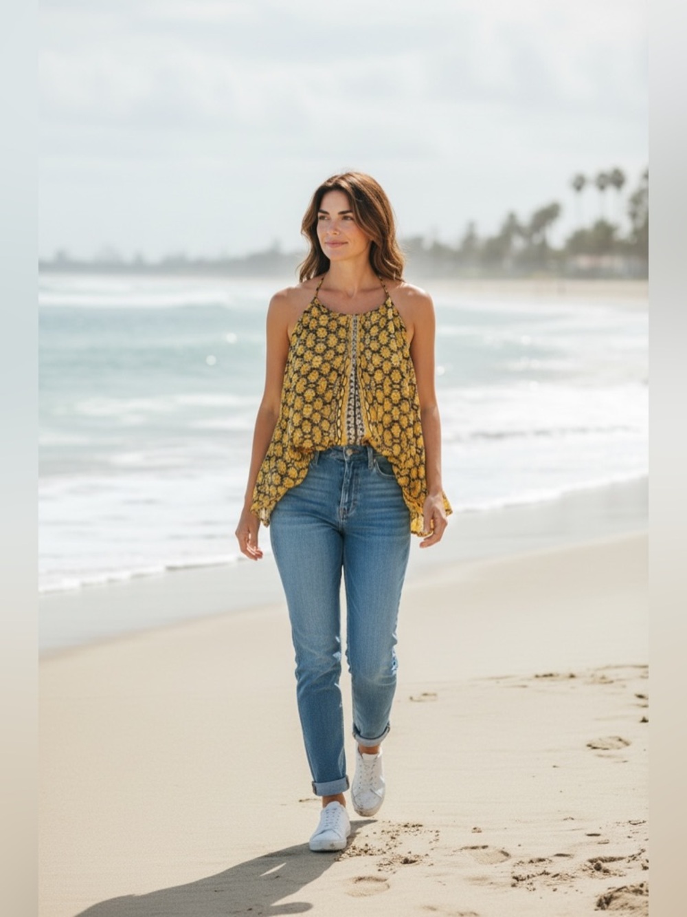 Love Sam Yellow and Navy Floral Halter (006)